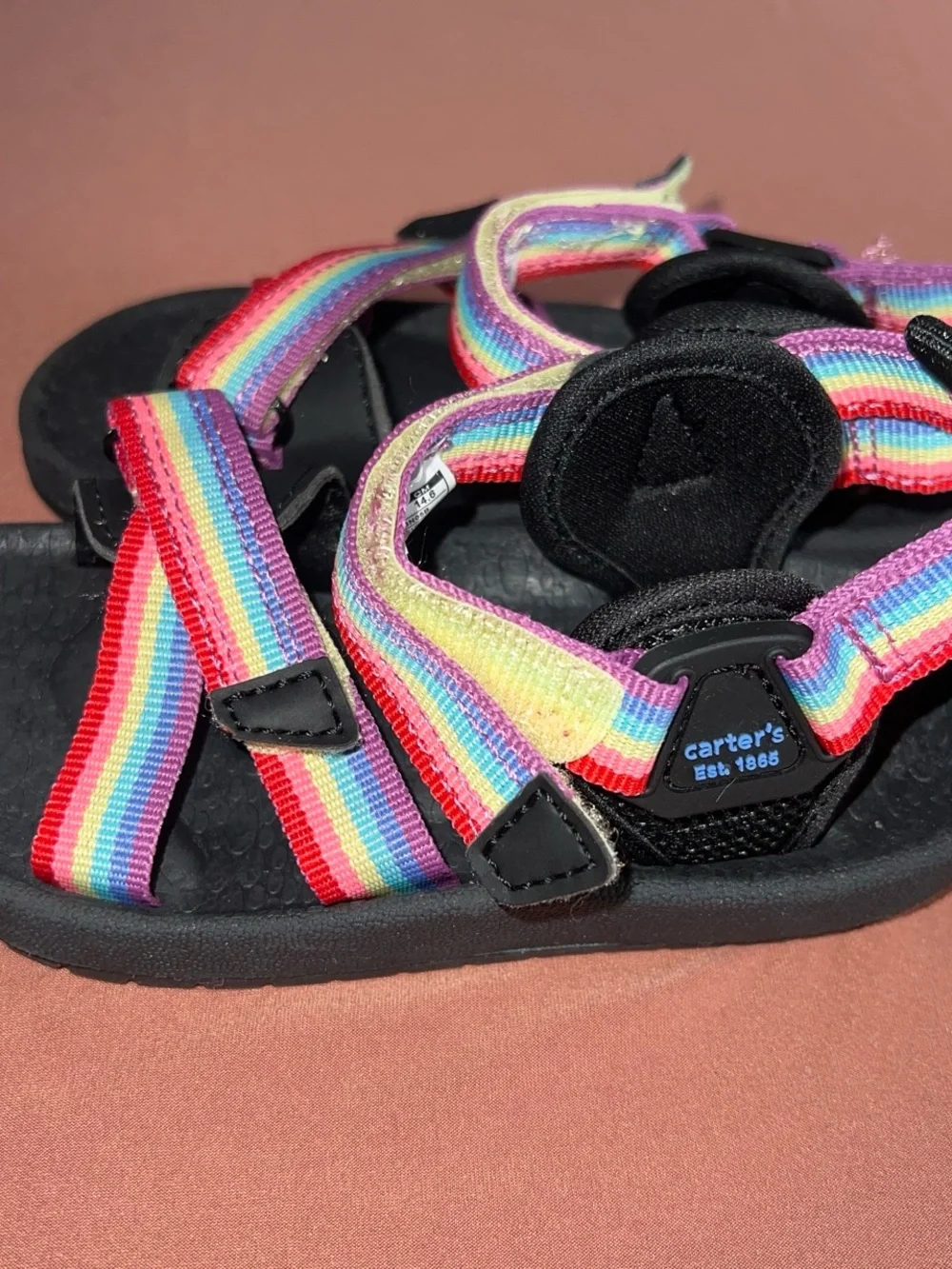 Carter's Rainbow Strap Black Footbed Kids Sandals